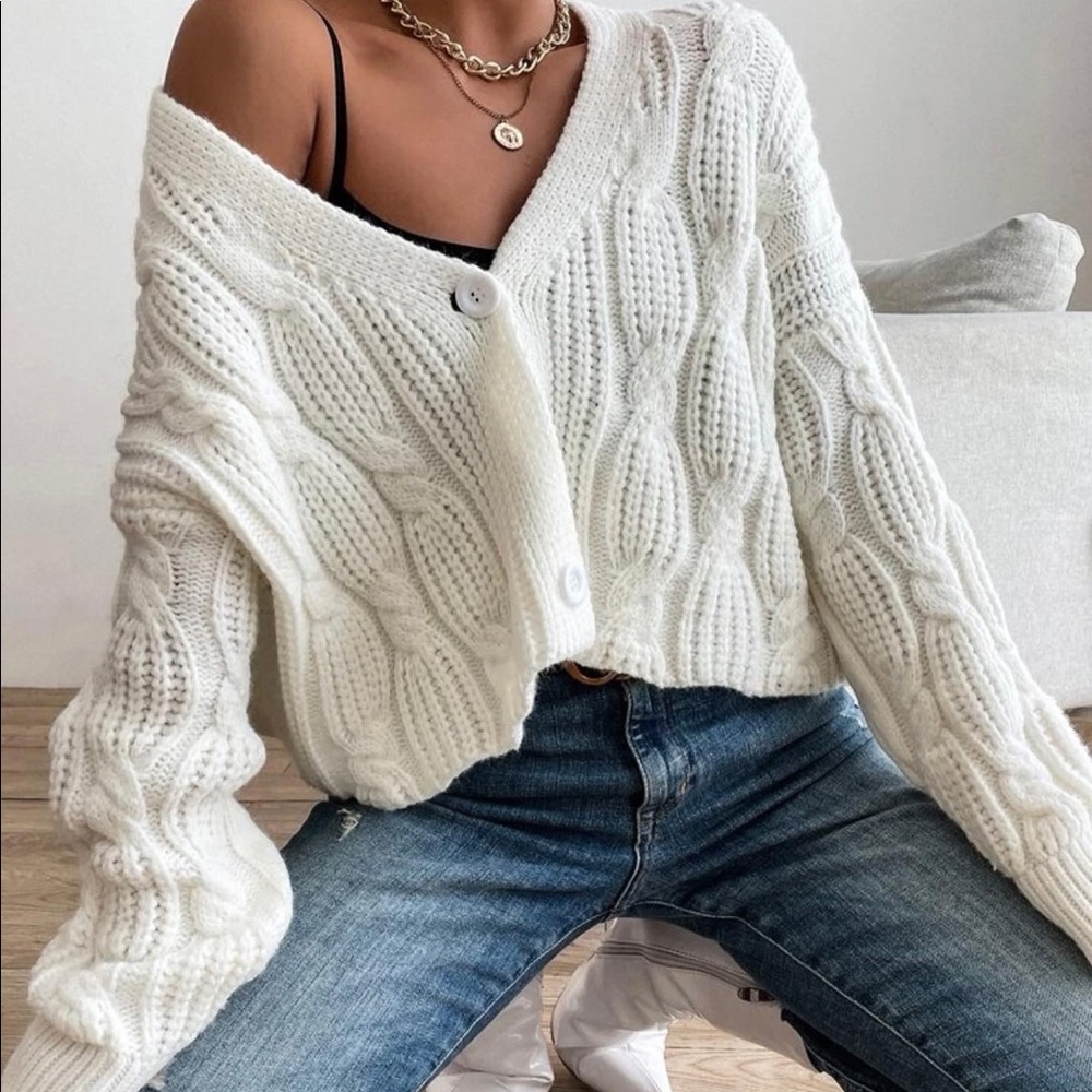 SHEIN drop shoulder knit cardigan